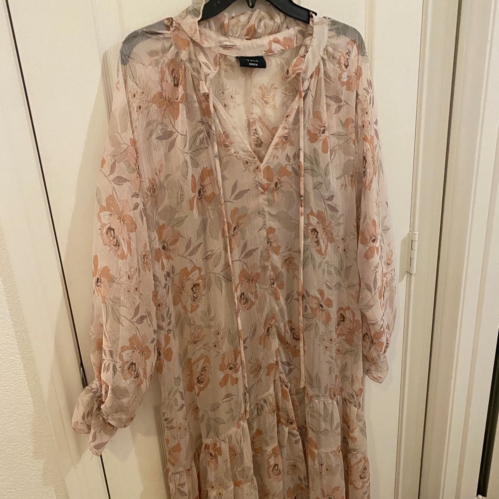 Long sleeve sheer vici maxi dress size medium